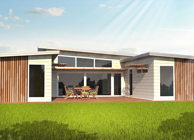 Outdoor deck area of modern home design